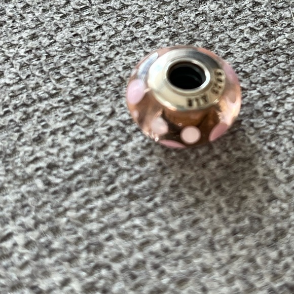 Pandora Glass Pink Dotted Polka Dot Glass Murano Charm EUC - Picture 8 of 11